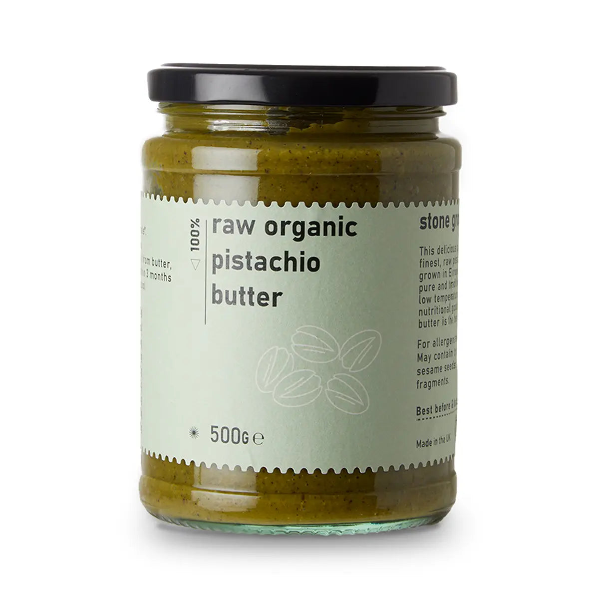 Organic raw pistachio butter from RawGorilla, creamy nut butter made from pure pistachios by Whole Food Earth.