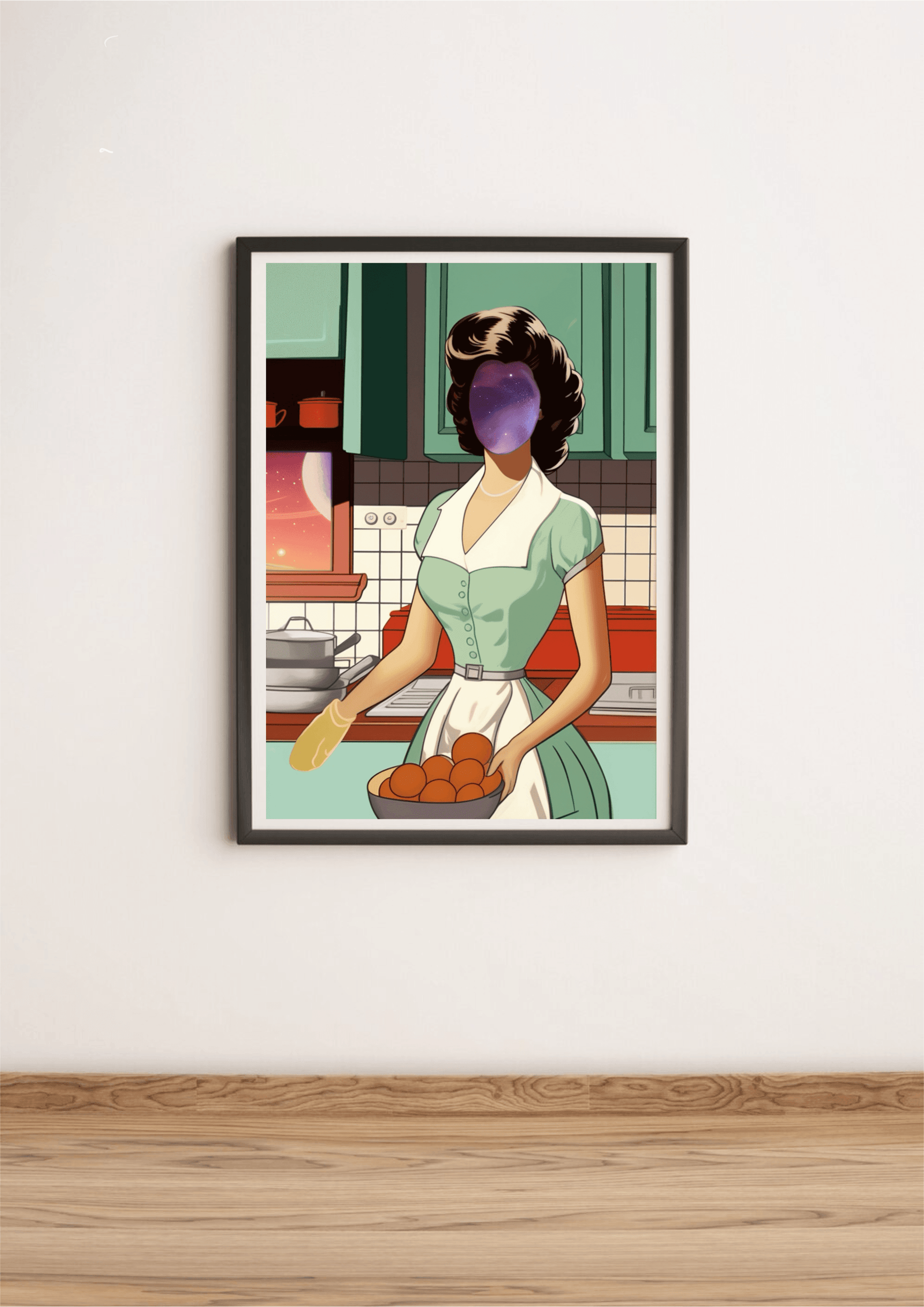 Retro Cosmic Homemaker print by KEOLIX featuring vintage-inspired cosmic and homemaker-themed artwork, ideal for wall decor.