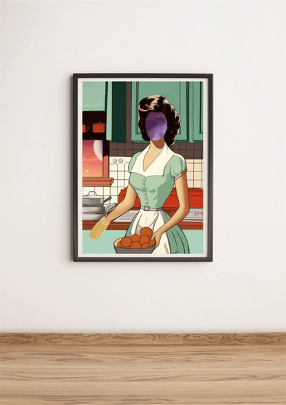 Retro Cosmic Homemaker print by KEOLIX featuring vintage-inspired cosmic and homemaker-themed artwork, ideal for wall decor.