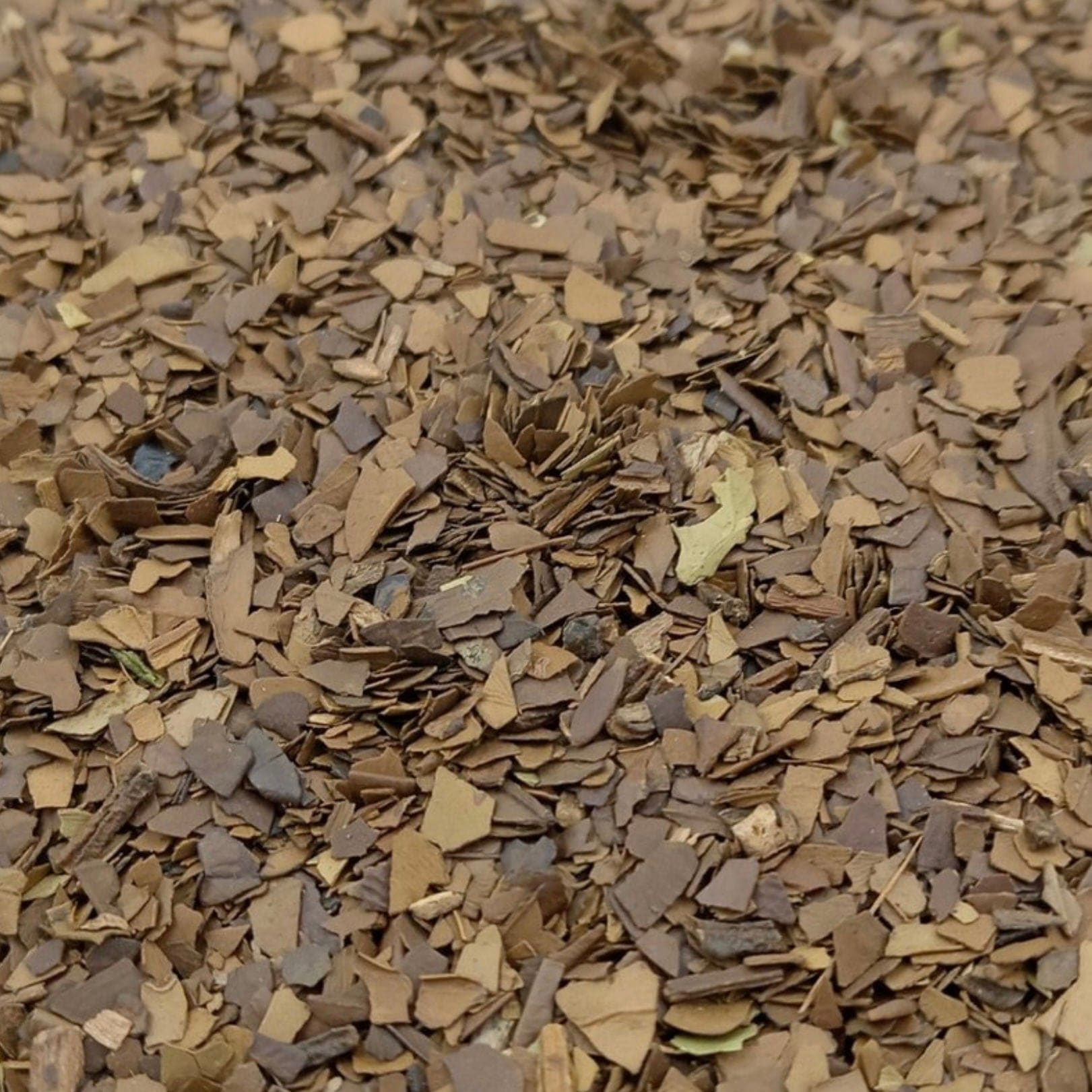 Loose roasted yerba mate leaves from Porter Hill Tea Company, a fruit and herbal tea blend with a rich, roasted appearance.