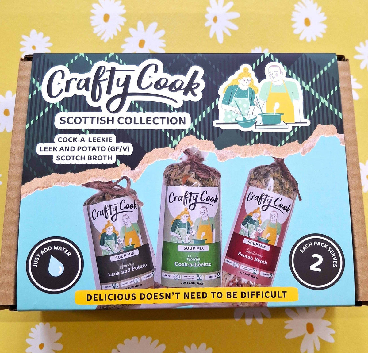 Scottish Collection 3x2 serving meals set by Crafty Cook featuring traditional Scottish designs on ceramic plates and serving dishes.