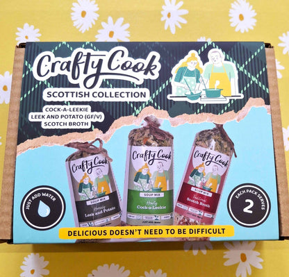 Scottish Collection 3x2 serving meals set by Crafty Cook featuring traditional Scottish designs on ceramic plates and serving dishes.