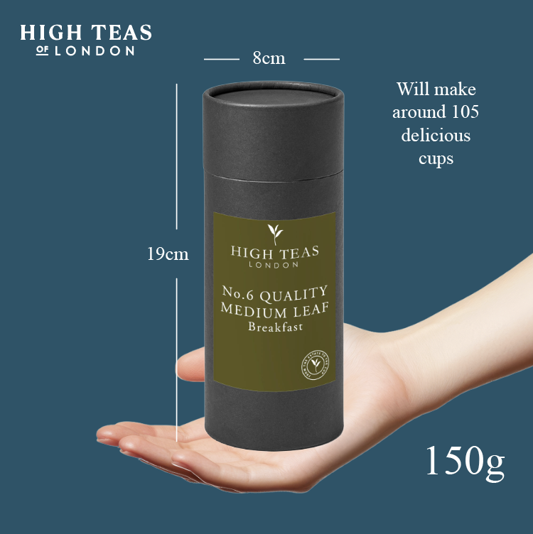 Loose leaf English Breakfast Blend No.6 tea by High Teas, showing medium leaf quality in a clear image.