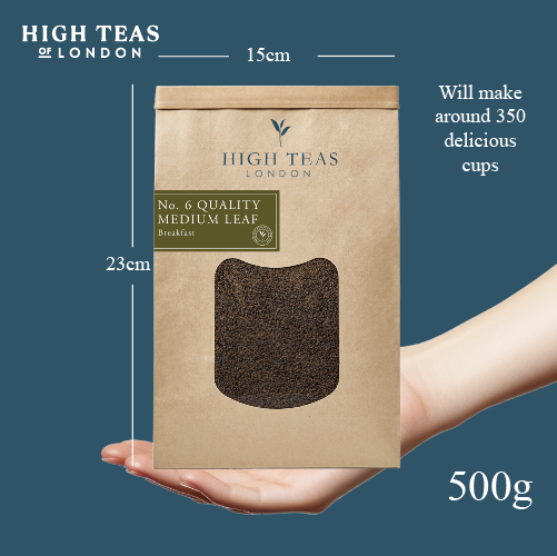 Loose leaf English Breakfast Blend Tea No.6 by High Teas, featuring medium-sized, quality tea leaves in a natural, fresh appearance.