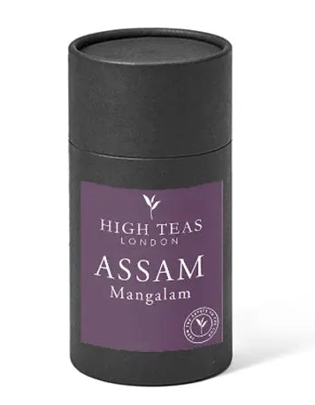 Assam Mangalam FTGFOP1 tea leaves from High Teas, showcasing high-quality, whole dried tea leaves in a natural setting.
