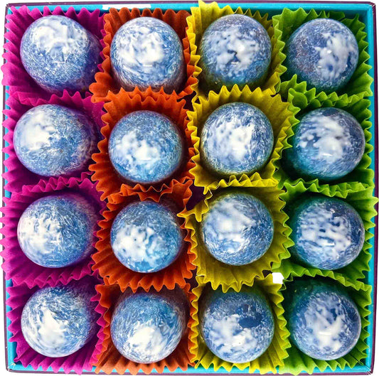 Gorvett & Stone handmade sea salt caramels in 70% dark chocolate, displayed in a chocolate gift box.