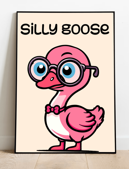 Colorful Silly Goose print by KEOLIX featuring playful goose illustrations on high-quality art print.