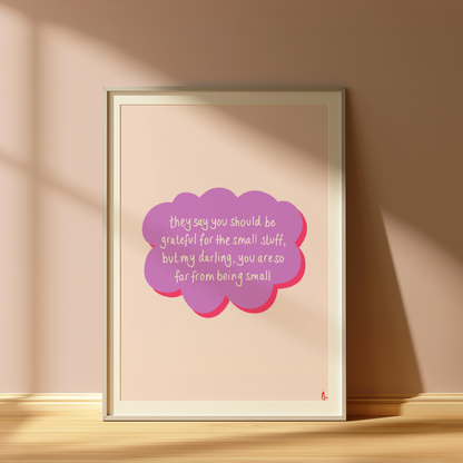 Pink and lilac nursery print featuring a cute maximalist design by Peak Prints, perfect for a small nursery decor.