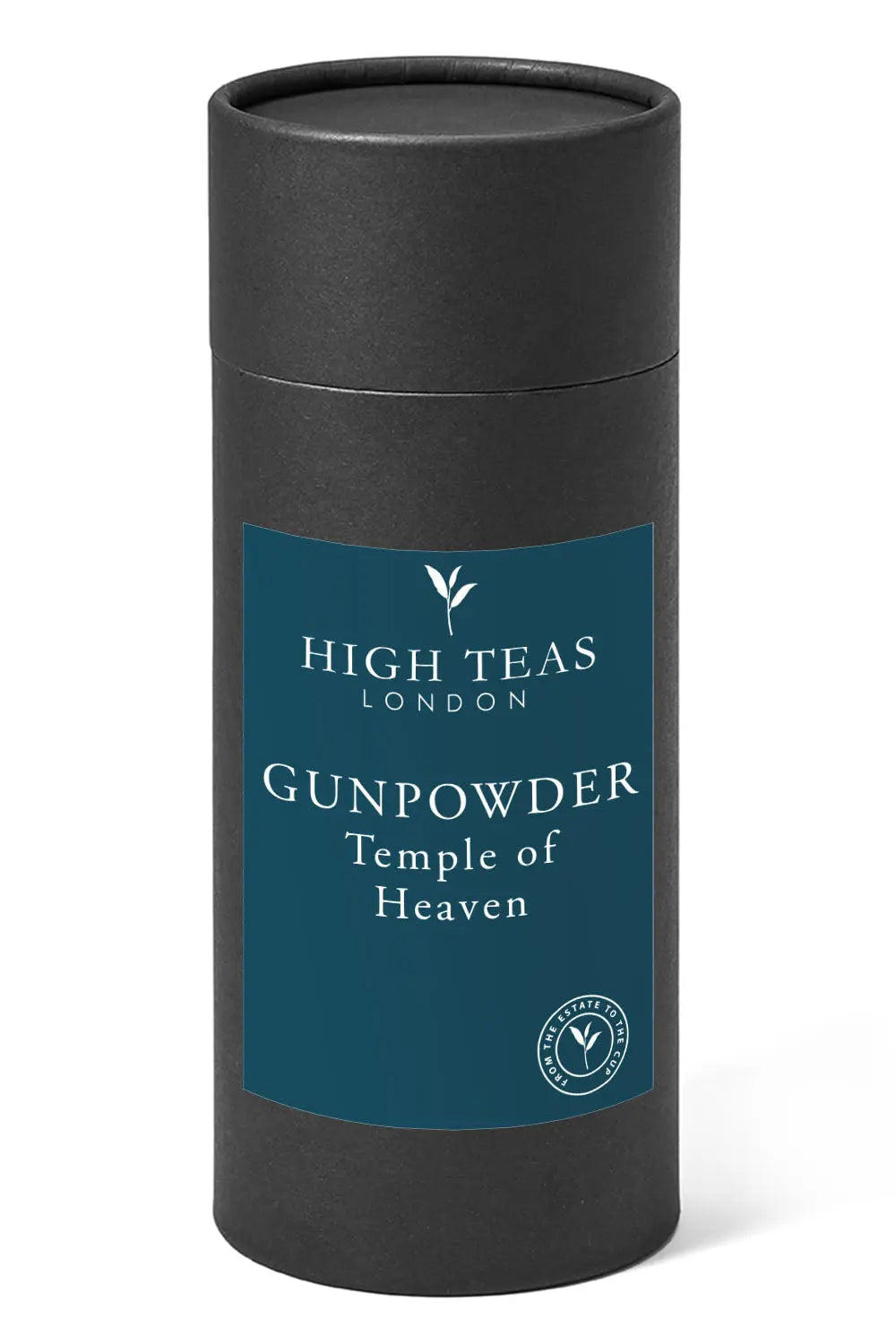 Loose leaf Gunpowder tea called Temple of Heaven by High Teas, shown in a clear image with tea leaves and packaging.