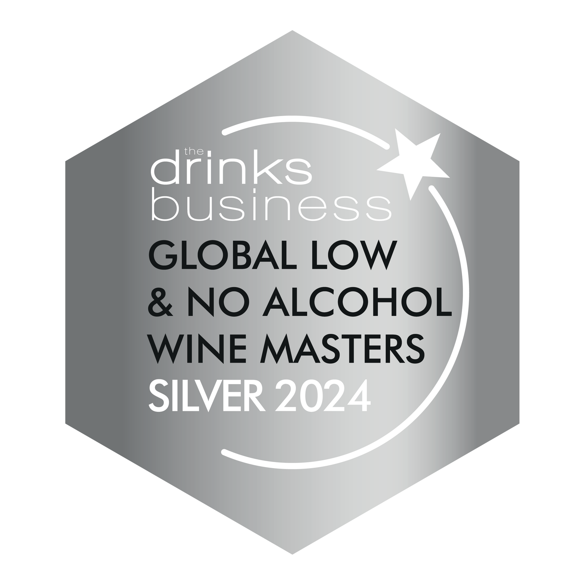 Turn 6 premium alcohol-free sparkling white wine with a silver medal label, showcasing a clear glass filled with bubbly white wine.