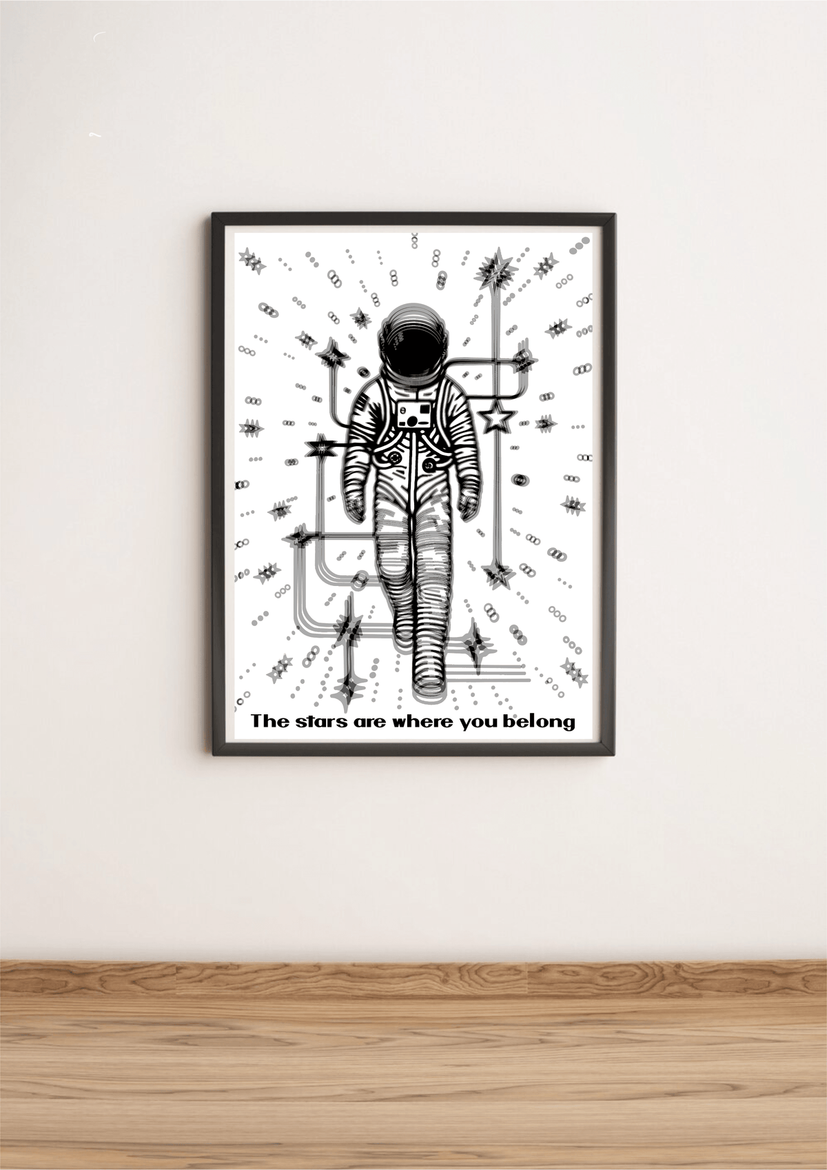 KEOLIX print titled "The Stars Are Where You Belong" featuring a celestial-themed design on high-quality paper.