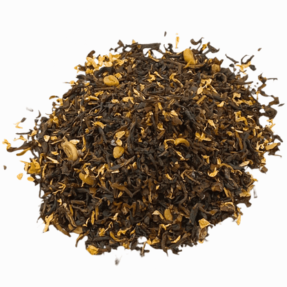 Black Tiramisu tea from Porter Hill Tea Company in a clear image showing the tea leaves and packaging.
