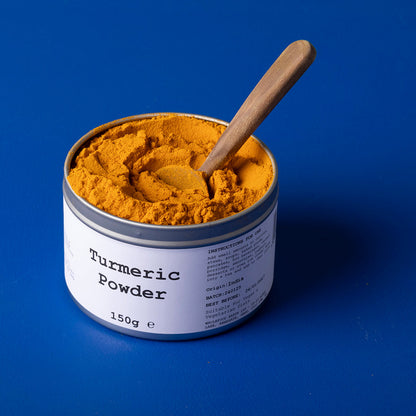 Wild Elephant turmeric powder in a 150g package, showcasing vibrant golden yellow turmeric spice from Whole Food Earth.