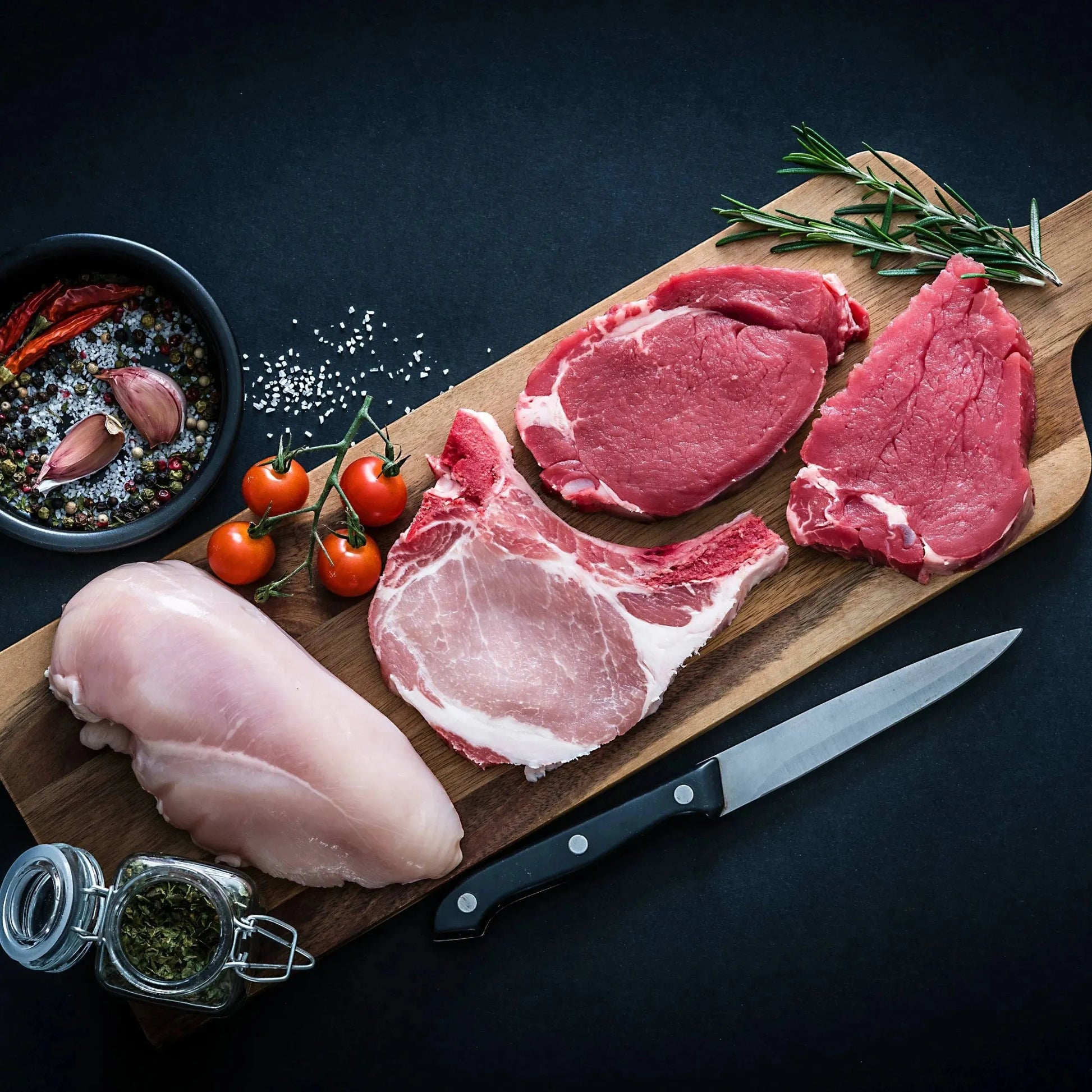 Primrose Herd Classics Meat Box with assorted cuts of fresh, high-quality meats displayed in a clean, organized packaging.