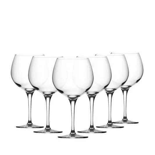Set of six Primeur Balloon Gin Glasses, 680ml each, with elegant rounded bowls and long stems, by Glassware UK.