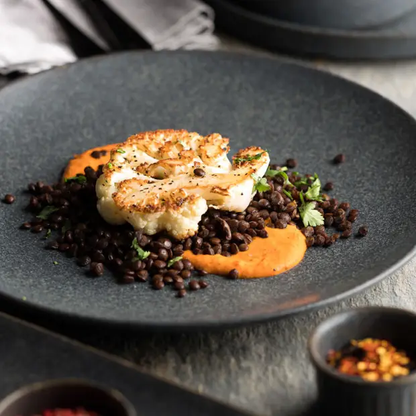 Glassware UK Murra Ash Walled Plate, 30cm, ceramic dinner plate with ash-colored walled design, shown on a neutral background.