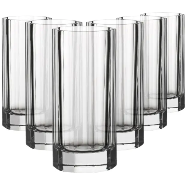Set of six Churchill Crystal highball whisky tumblers, 350ml glassware from UK with clear, elegant design for drinks.