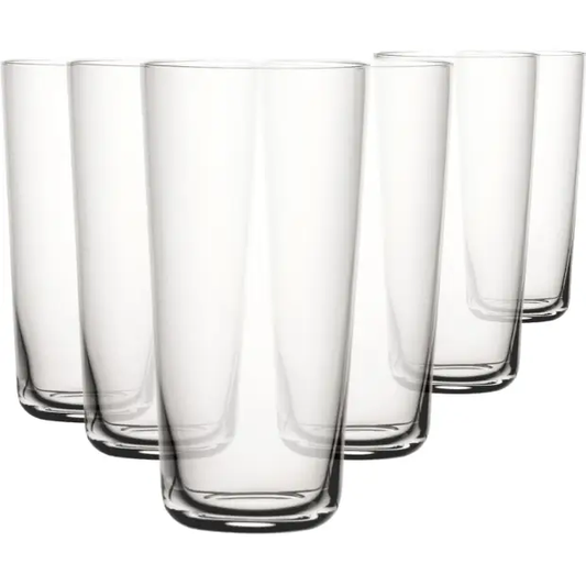 Set of six Glassware UK Handy Highball Whisky Tumblers, 450ml capacity, clear glass with a sleek design for cocktails and drinks.