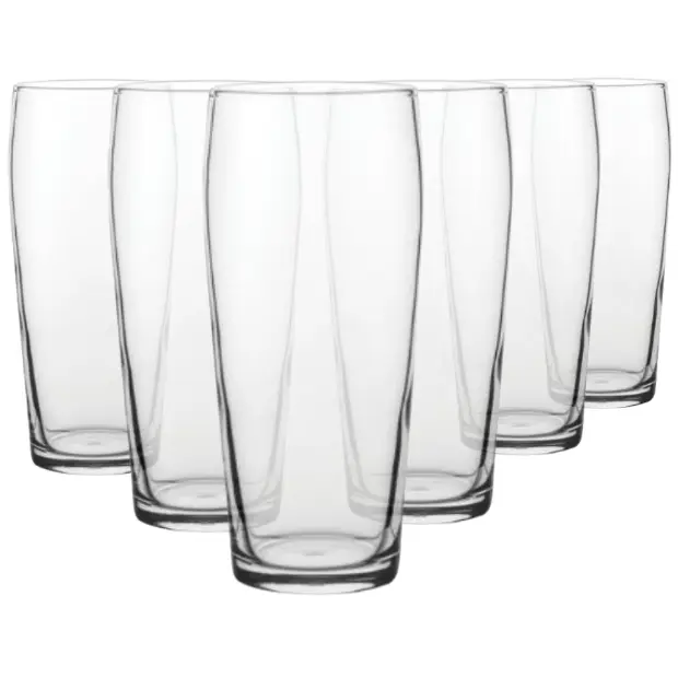 Set of 6 Ale Craft Beer Tankard Glasses by Glassware UK, 570ml capacity, clear glass with sturdy handle, ideal for beer enjoyment.