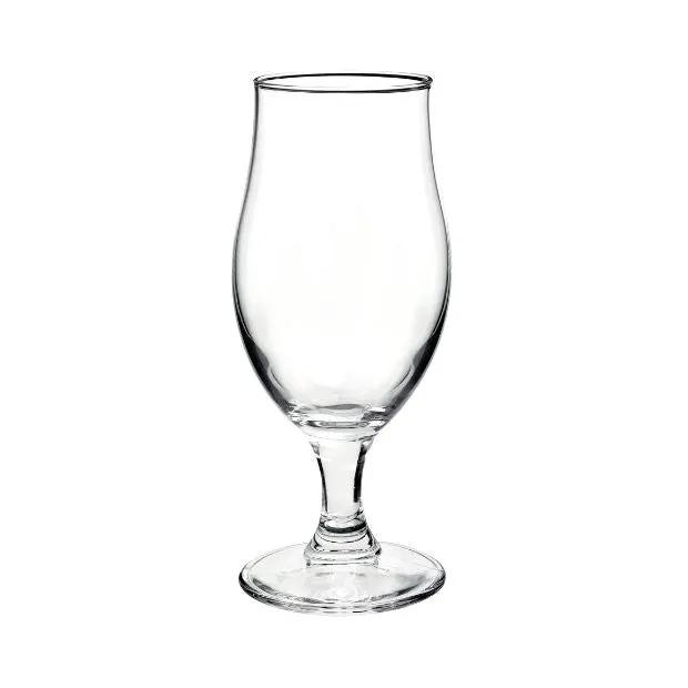Draft stemmed beer glass tankard by Glassware UK, 530ml capacity, clear glass with a sturdy handle and rounded base.