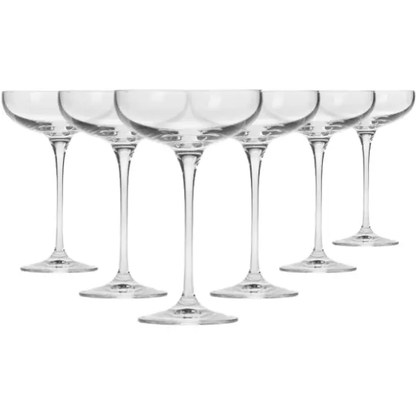Set of 6 Krosno Champagne flutes, 240ml glassware with elegant design for serving champagne, by Glassware UK.