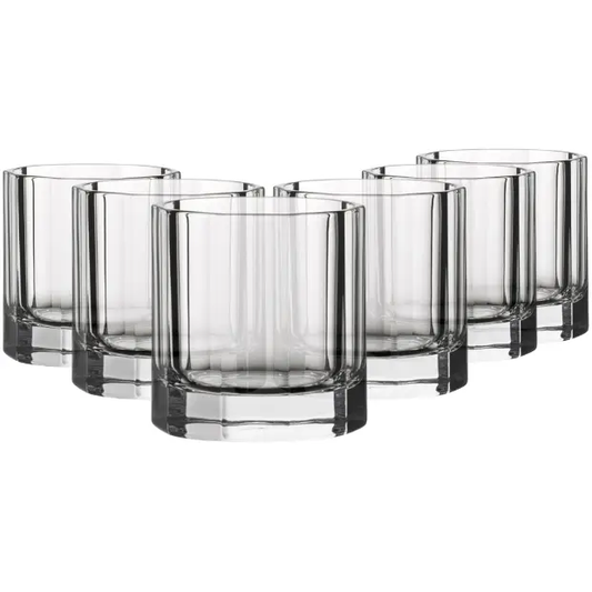 Set of six Churchill DOF crystal whisky tumblers with 310ml capacity, clear glassware from Glassware UK.
