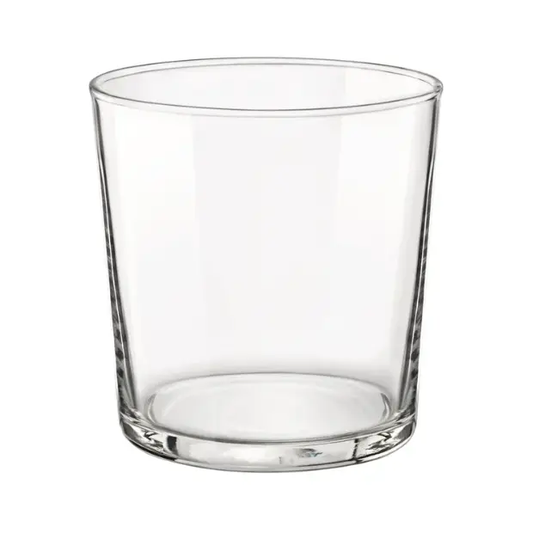 Bormioli Rocco Bodega medium glass tankard, 355ml, clear glassware with sturdy handle, ideal for beverages.