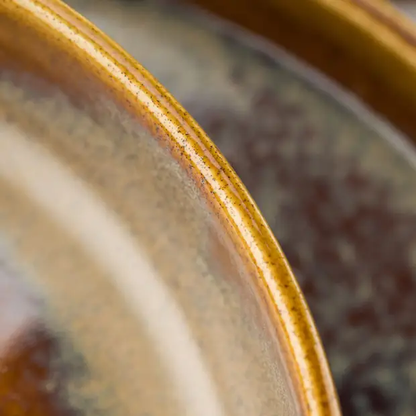 Glassware UK Murra Toffee Coupe Plate, 9-inch (23cm), elegant ceramic plate with a glossy toffee-colored finish, suitable for serving desserts.