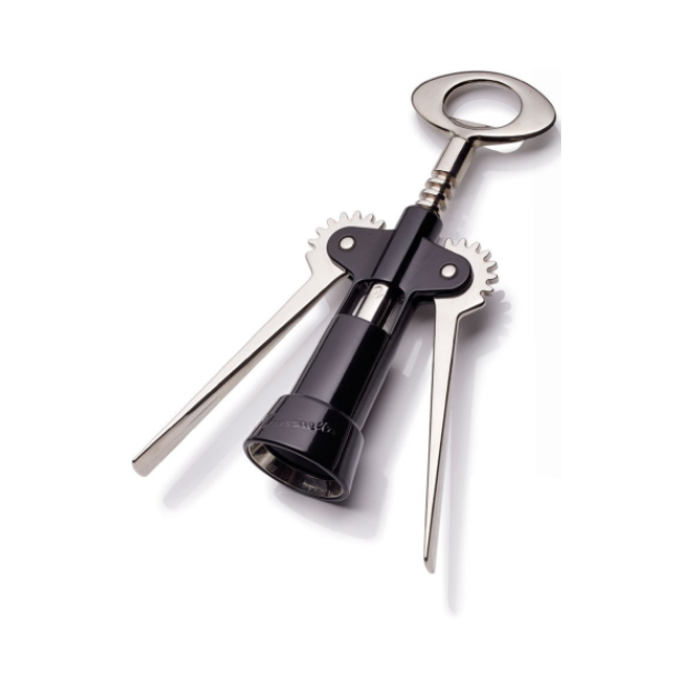 Red Ghidini Tavernello corkscrew in gift box, a stylish wine accessory with a sleek handle and functional design.