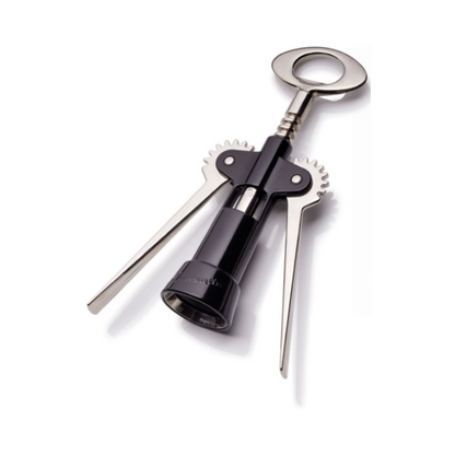 Red Ghidini Tavernello corkscrew in gift box, a stylish wine accessory with a sleek handle and functional design.