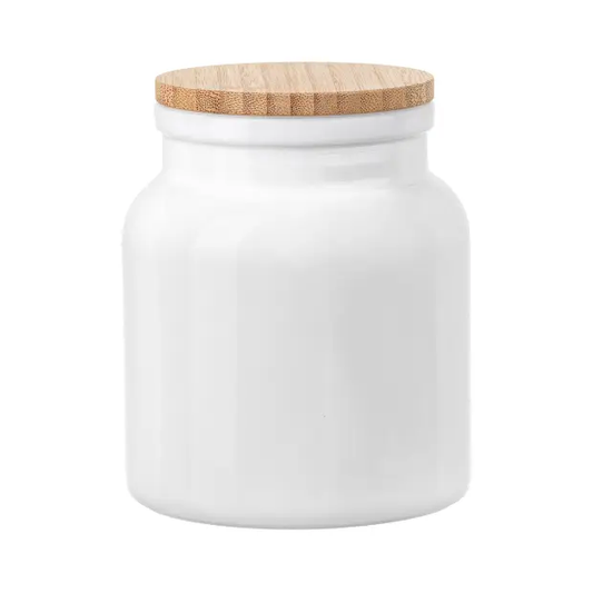 Bormioli Rocco Vitoriana 1L glass storage jar with a clear, rounded design and a metal lid for kitchen organization.