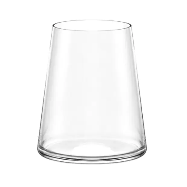 Set of six Stolzle Power stemless white wine glasses, 380ml, crafted by Glassware UK, shown in a box on a white background.