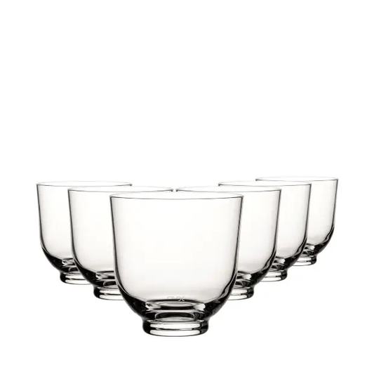 Set of six Hepburn whisky tumblers by Glassware UK, 380ml dof glasses with clear glass and elegant design