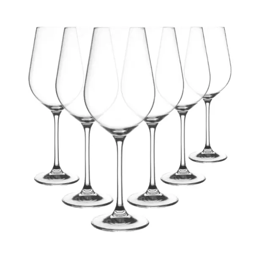 Set of six Krosno Harmony red wine glasses from Glassware UK, 470ml capacity, elegant clear glass with a classic shape.