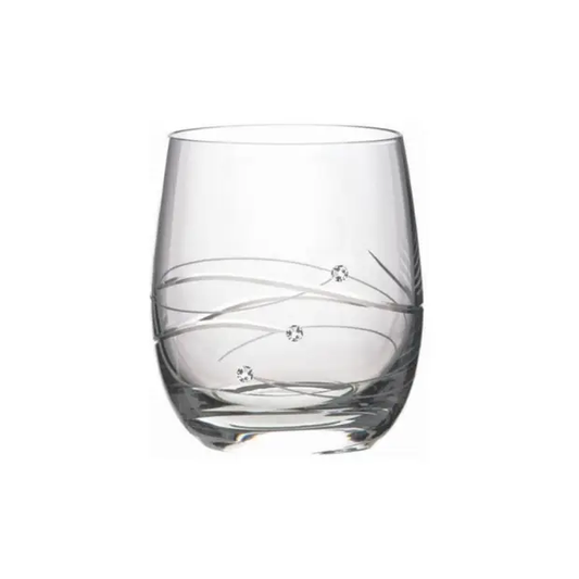 Glassware UK diamanté whisky tumbler with spiral cut design, 180ml, showcasing a sleek, faceted glass surface perfect for whisky.