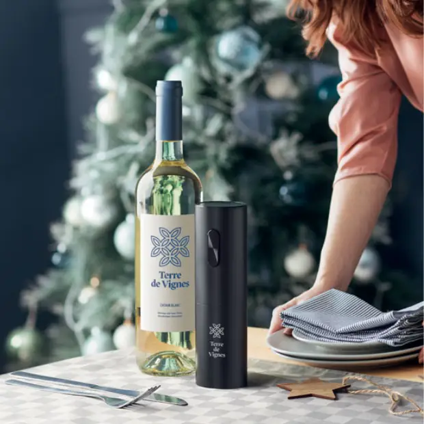 Electric wine bottle opener accessory by Glassware UK, featuring a sleek, modern design for effortless wine uncorking.