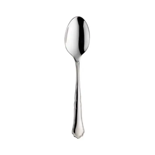 Mirror-polished Pintinox Settecento coffee spoon from Glassware UK, showcasing its elegant cutlery design and shiny finish.