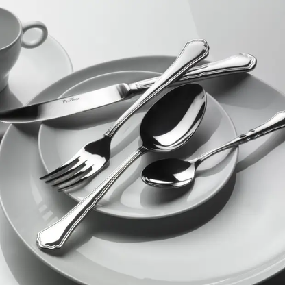Mirror polish Pintinox Settecento coffee spoon, elegant cutlery piece with a sleek design and reflective finish.
