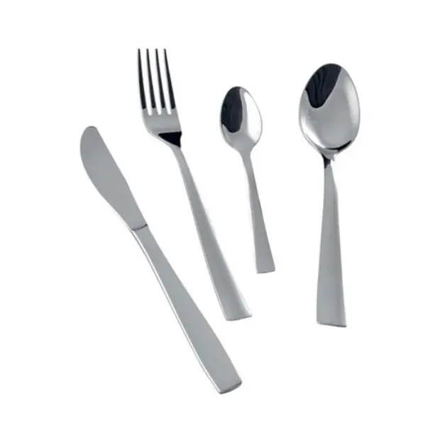 Svanera Selena tea spoon made of cutlery, featuring a sleek design, placed on a white background with reflective surface.