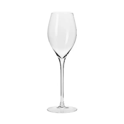 Six Krosno Avant-Garde Prosecco champagne flutes, 280ml glassware set with tall, elegant stemmed design.