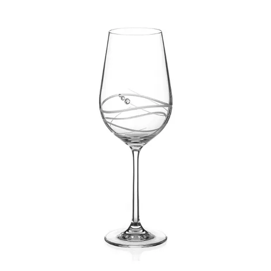 Diamante wine glass with Modena spiral cut by Glassware UK, featuring elegant crystal design and intricate spiral pattern.