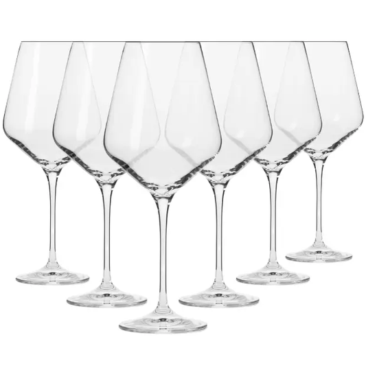 Set of six Krosno Avant-Garde wine glasses, 390ml, with clear, elegant design for serving wine in a stylish glassware collection.