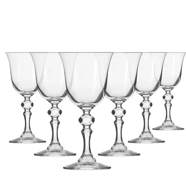 Set of six Krosno Krista white wine glasses, 155ml, clear glassware for elegant wine serving, by Glassware UK.