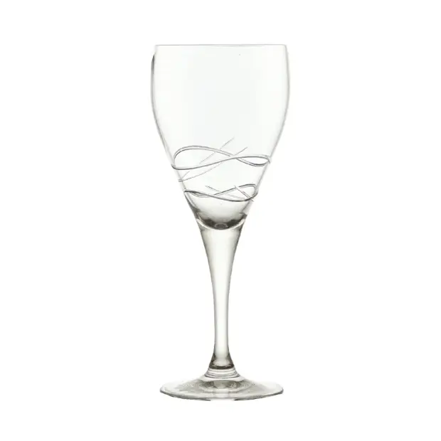 Set of six Glassware UK Turing Crystalite wine glasses, 280ml, with clear, elegant stems and bowl for serving wine.