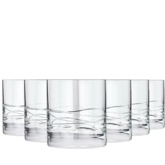 Set of six Crystalite whisky tumblers by Glassware UK, 310ml, clear glass with a sleek, modern design for enjoying whisky.