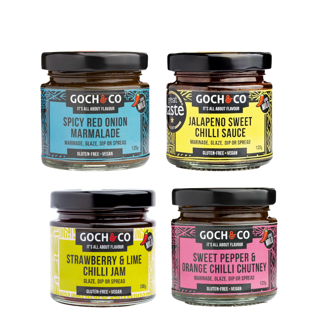Goch & Co Goch Chilli Gift Box with assorted spicy chili products and vibrant packaging, perfect for gifting.