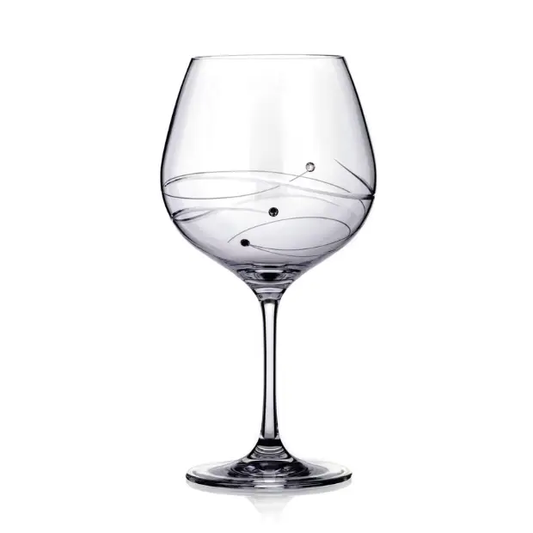 Elegant Diamante Gin Glass with spiral cut design, featuring sparkling embellishments, perfect for stylish gin drinking.