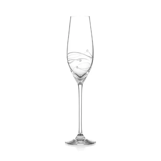 Diamante champagne flute with spiral cut design, clear glassware from Glassware UK, elegant and sparkling for special occasions.