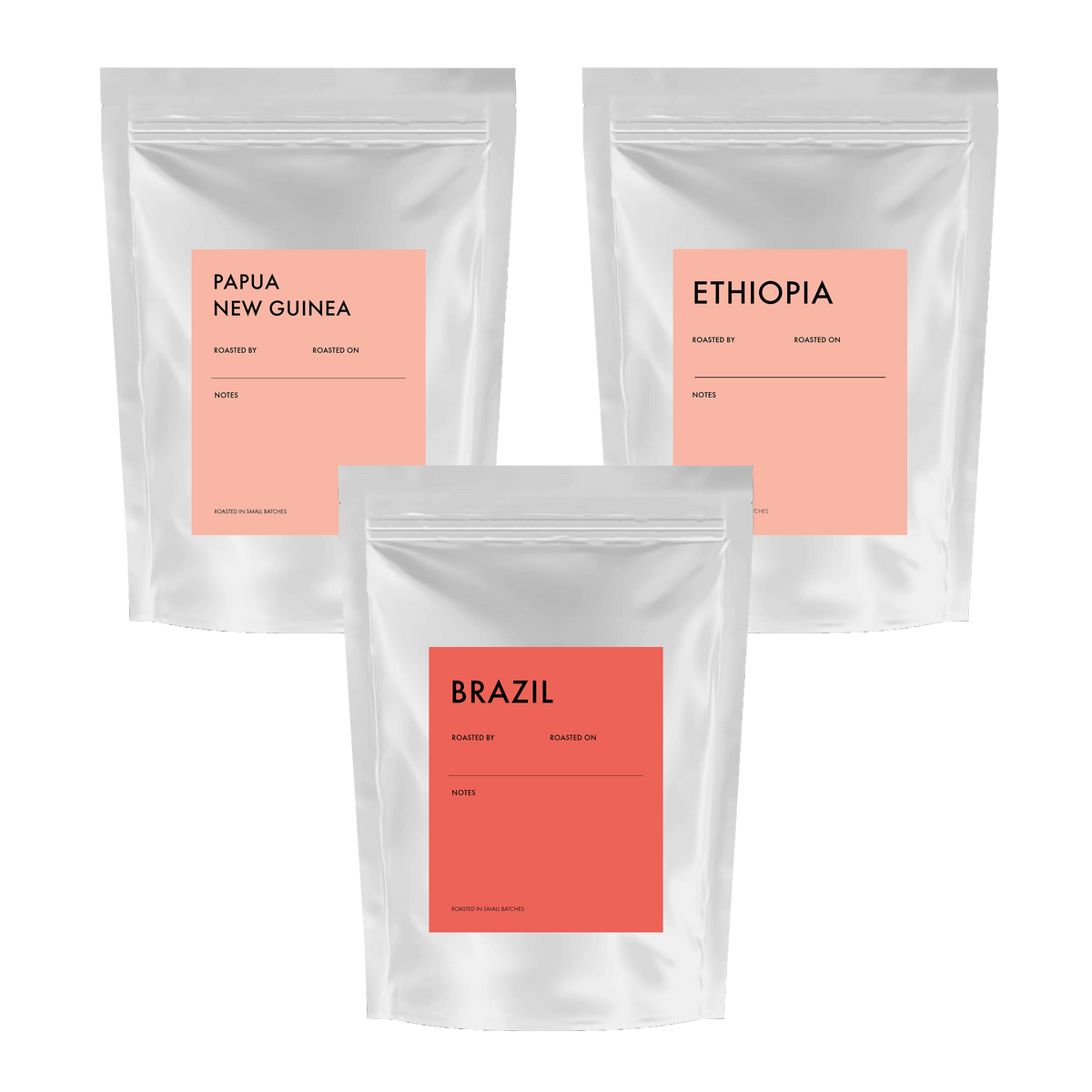 Small Batch Coffee Global Discovery Kit with single origin coffee tasting set, featuring small sample packs and a tasting guide.