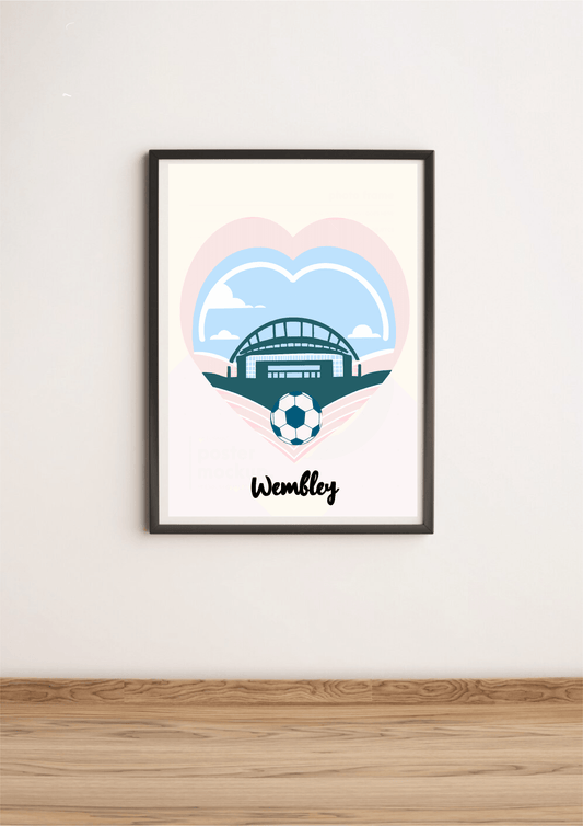 Close-up of a KEOLIX Wembley Stadium print featuring a detailed, artistic depiction of the iconic football stadium.